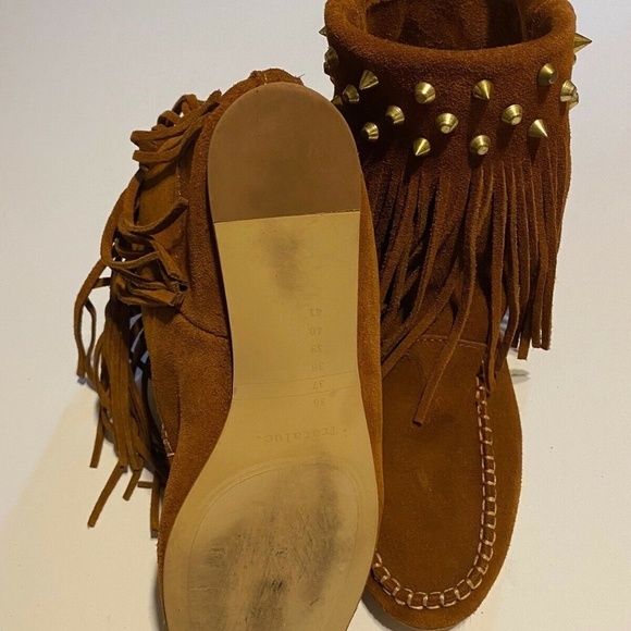Trafaluc Zara Womens Flat Booties Fringe Brown Size US 6.5 - Picture 5 of 13